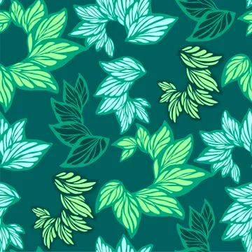 Seamless pattern with leaves made in graphic vector style Stock Illustration