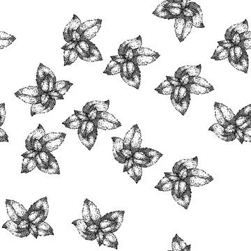 Seamless pattern leaves mint sketch hand drawn イラスト素材