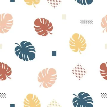 Seamless pattern of leaves monstera Stock Illustration