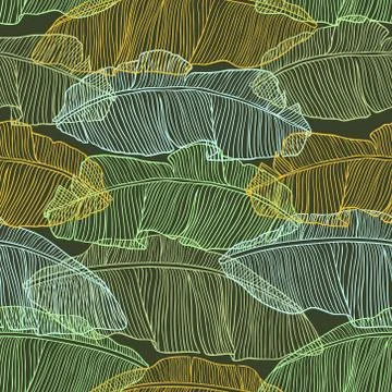 Seamless pattern with leaves of palm tree Stock Illustration