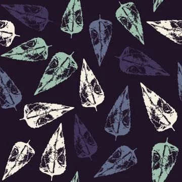 Seamless pattern with leaves on purple background Stock Illustration