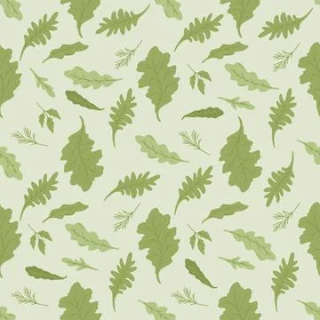 Seamless pattern leaves salad on light green Stock Illustration