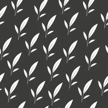 Seamless pattern with leaves silhouette Stock Illustration