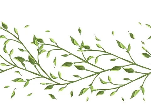 Seamless pattern with leaves. Spring or summer stylized foliage. Stock Illustration