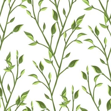 Seamless pattern with leaves. Spring or summer stylized foliage. Stock Illustration