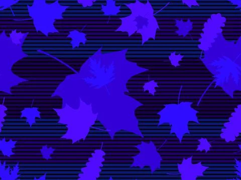 Seamless pattern with leaves on a striped background. Falling leaves 스톡 일러스트