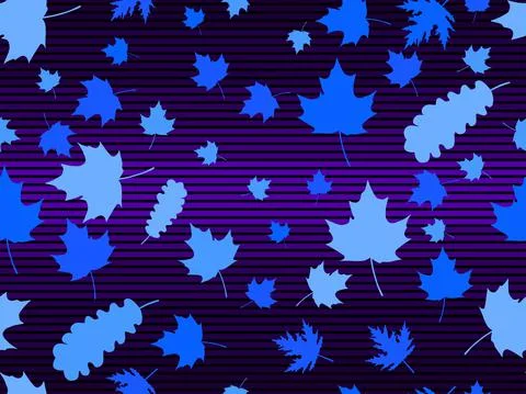 Seamless pattern with leaves on a striped background. Falling leaves Illustrazione stock
