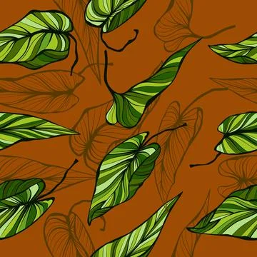 Seamless pattern with leaves, texture, tree Stock Illustration