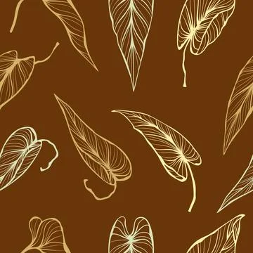 Seamless pattern with leaves, texture, tree, background, textile Stock Illustration
