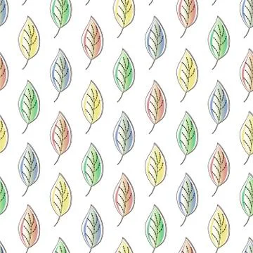 Seamless pattern on leaves theme, Autumn seamless pattern with leaf. Seamless Stock Illustration