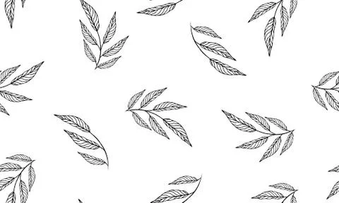 Seamless pattern with leaves. Vector floral background. Stock Illustration