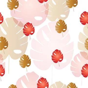 Seamless pattern with leaves vector in red and brown colors - autumn theme Stock Illustration