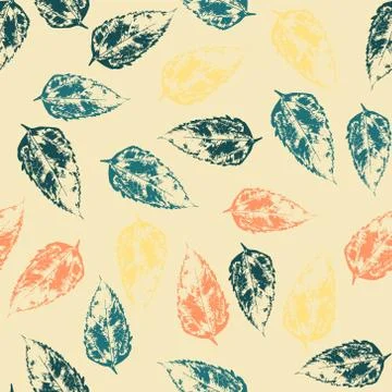 Seamless pattern with leaves on warm background Stock Illustration