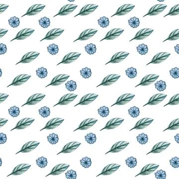 Seamless pattern with leaves on white background. Stock Illustration