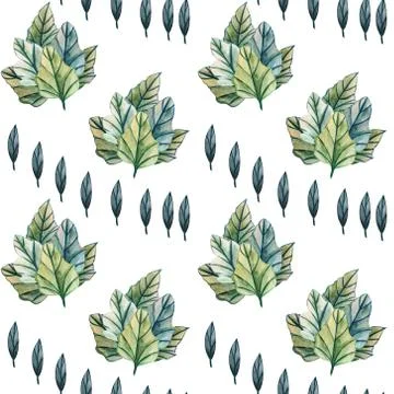 Seamless pattern with leaves on white background. Stock Illustration