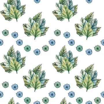 Seamless pattern with leaves on white background. Stock Illustration