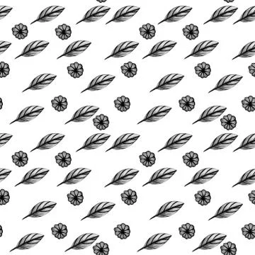 Seamless pattern with leaves on white background. Stock Illustration