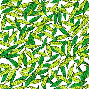Seamless pattern of the leaves on white background. Vector Stock Illustration