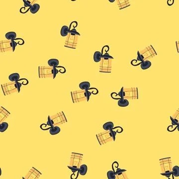 Seamless pattern led exterior lamp cartoon vector Stock Illustration