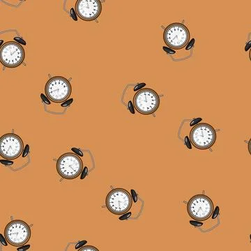 Seamless pattern led travel alarm clock cartoon vector Stock Illustration