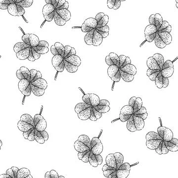 Seamless pattern legume clover sketch hand drawn Stock Illustration