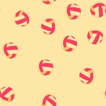 Seamless pattern leisure volleyball ball cartoon vector Stock Illustration