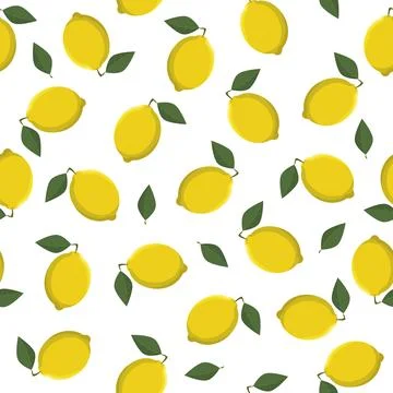 Seamless pattern with lemon and leaves on a white background. Illustrazione stock