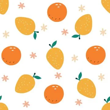 Seamless pattern with lemon and orange. Stock Illustration