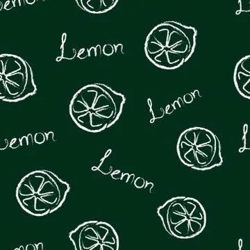 Seamless Pattern Lemon and the Words Lemon Illustrazione stock