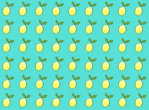 Seamless pattern with lemon on blue background Stock Illustration