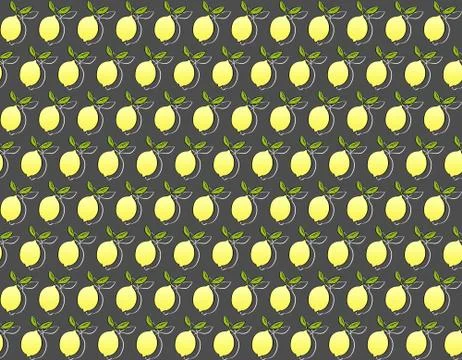 Seamless pattern with lemon on dark background Stock Illustration