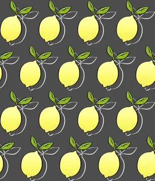 Seamless pattern with lemon on dark background Stock Illustration