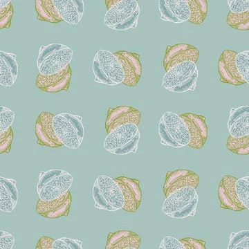 Seamless pattern lemon half engraving. Vintage background of citrus fruits in Stock Illustration