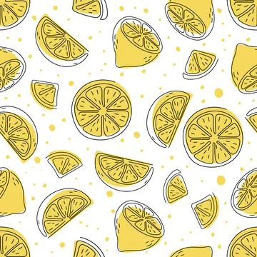 Seamless pattern of lemon with hand draw style 스톡 일러스트