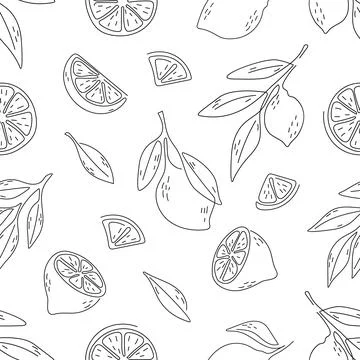 Seamless pattern of lemon with hand draw style Illustrazione stock