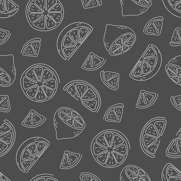 Seamless pattern of lemon with hand draw style Illustrazione stock