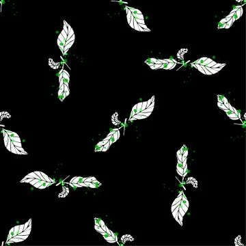 Seamless pattern with lemon leaves vector illustration. Sketch fruit clipart. Stock Illustration
