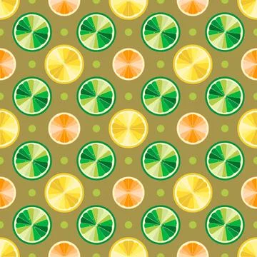 Seamless pattern with lemon, lime and orange slice vector illustration backgr Stock Illustration