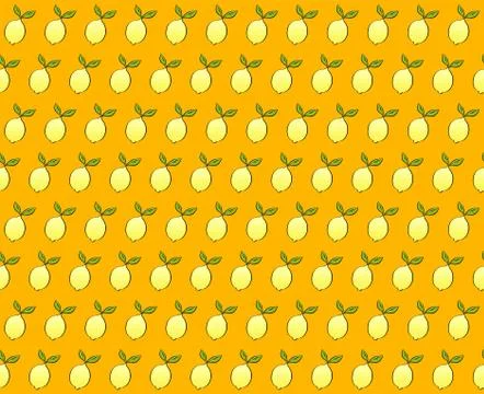 Seamless pattern with lemon on orange background Stock Illustration