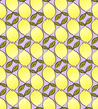 Seamless pattern with lemon on pink background Stock Illustration