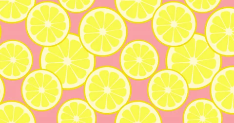 Seamless pattern lemon slices animation 4K Stock Footage 130794576
