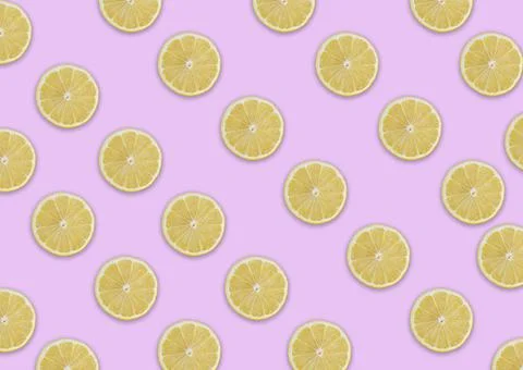 Seamless pattern of lemon slices with shadows on a light  background Fotos de archivo