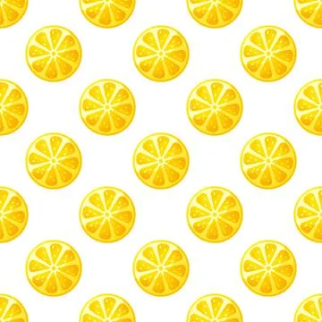 Seamless pattern with lemon slices. Vector background. Illustrazione stock