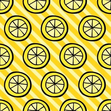 Seamless pattern with lemon on stripped background. Seamless pattern with ... Stock Photos