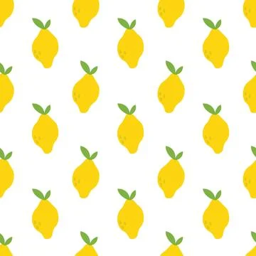 Seamless Pattern with lemon. Summer food background. Vector flat illustration. Stock Illustration