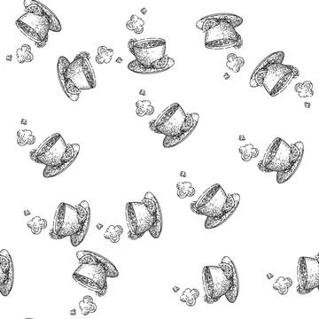 Seamless pattern lemon tea sketch hand drawn 스톡 일러스트