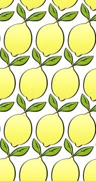 Seamless pattern with lemon on white background Stock Illustration