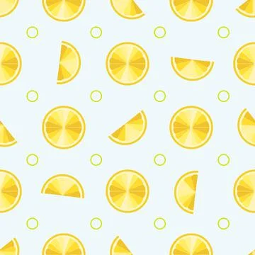 Seamless pattern with lemons on blue background. Vector illustration. Stock Illustration