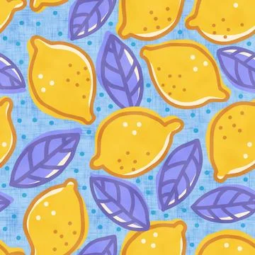 Seamless pattern of lemons in doodle style. Cute lemon pattern. Stock Illustration
