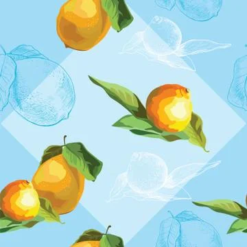 Seamless pattern with lemons Stock Illustration